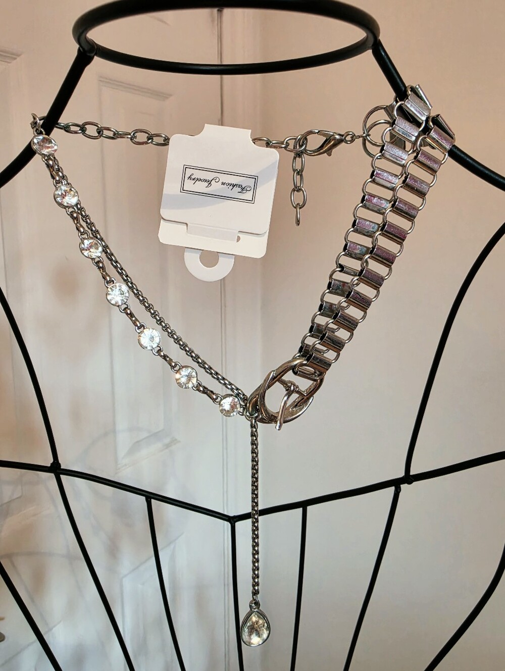 NWT Multi-Chain Necklace‎ with Crystal Drops